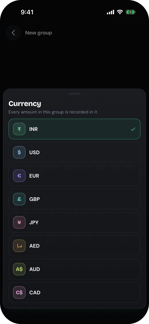 Currency picker
